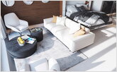 Spacious minimalist style living room