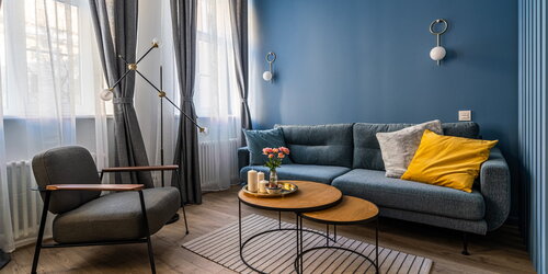 Interior design living room in blue