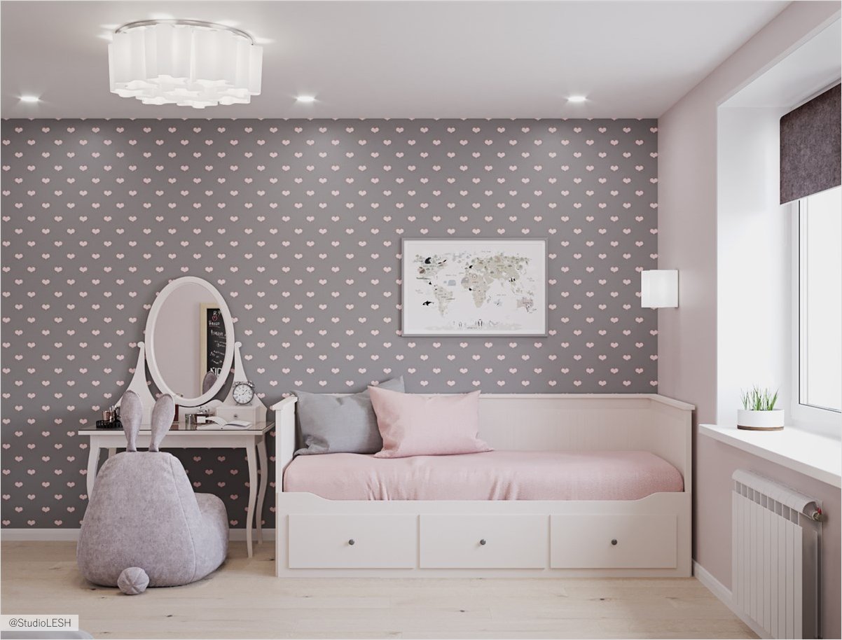 Детская комната в сером цвете дизайн фото