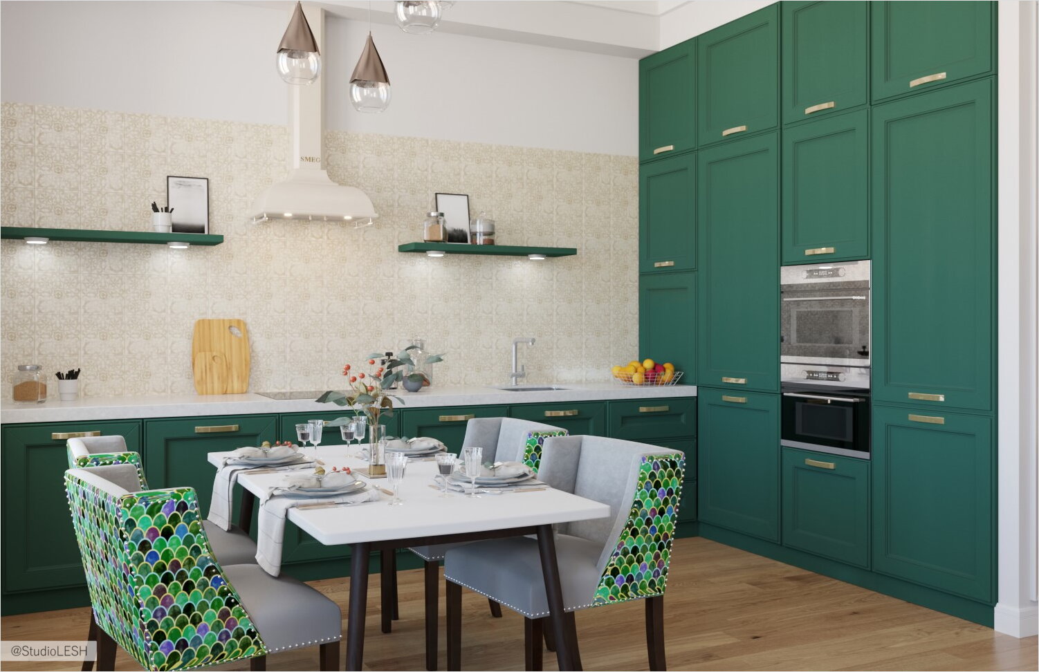Интерьер яркой кухни