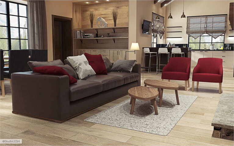 Дизайн проект загородного дома, гостиная 