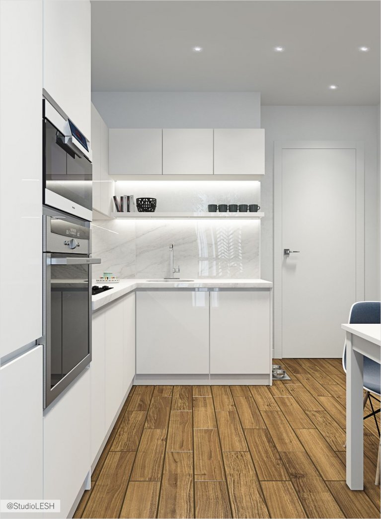 Дизайн проект кухни в белом цвете 