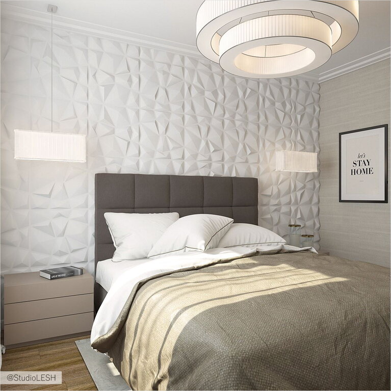 Оформление интерьера спальни, кровать 