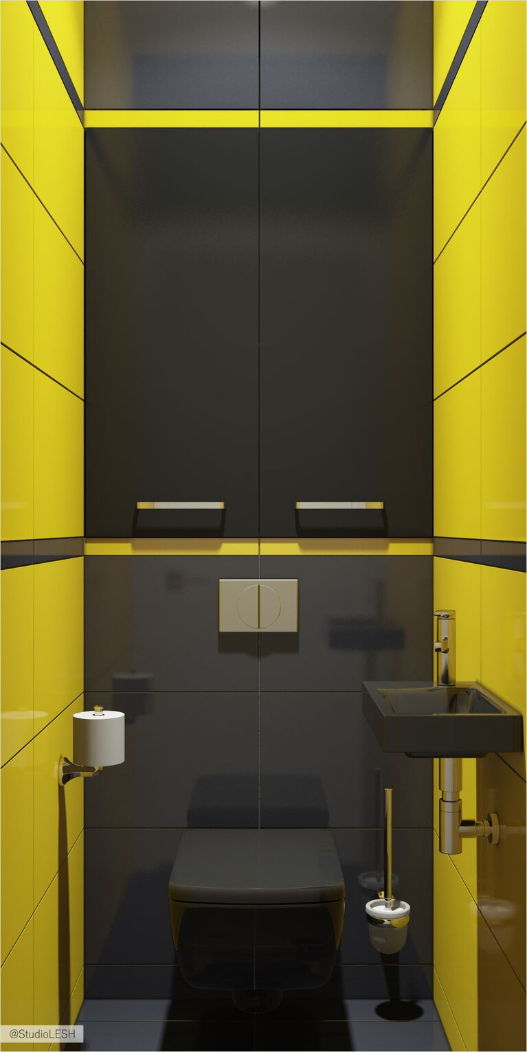 Дизайн туалета с черным унитазом в квартире фото
