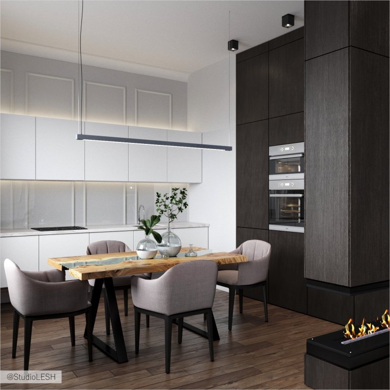 Черно белая кухня. Минимализм