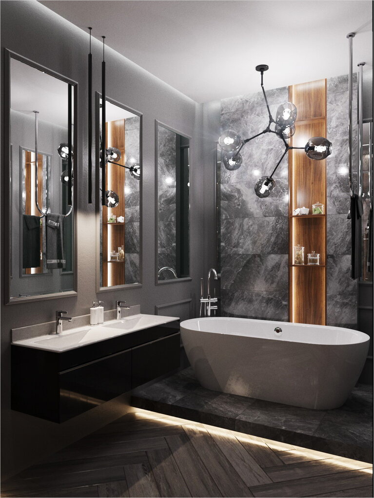 Ванная комната в темных цветах