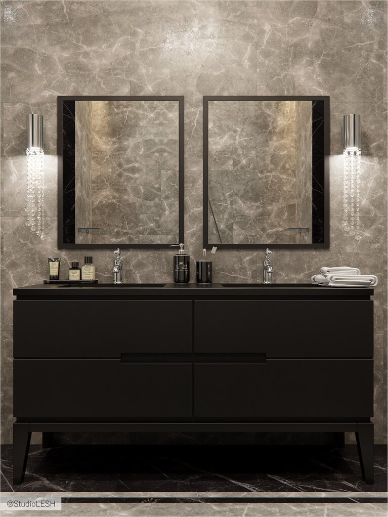 Двойная раковина в ванной