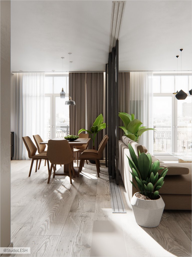 Раздвижная перегородка в квартире