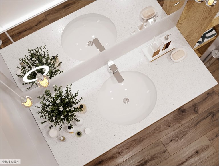  Монолитная столешница в ванной комнате 