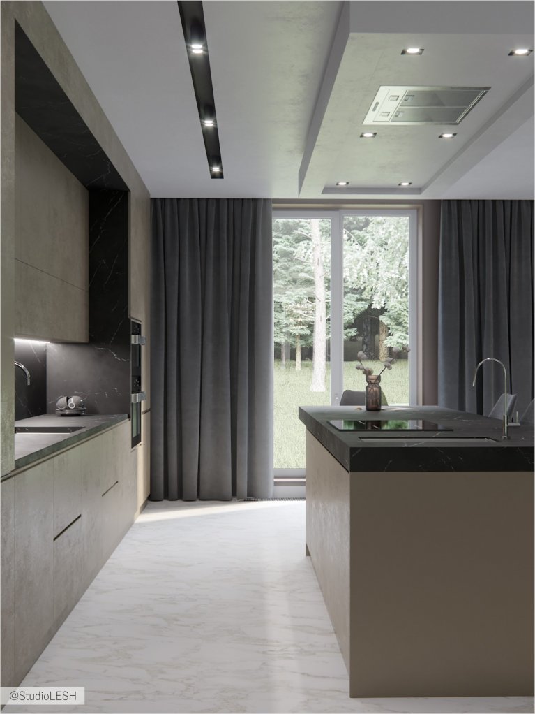 Panoramic window in the kitchen