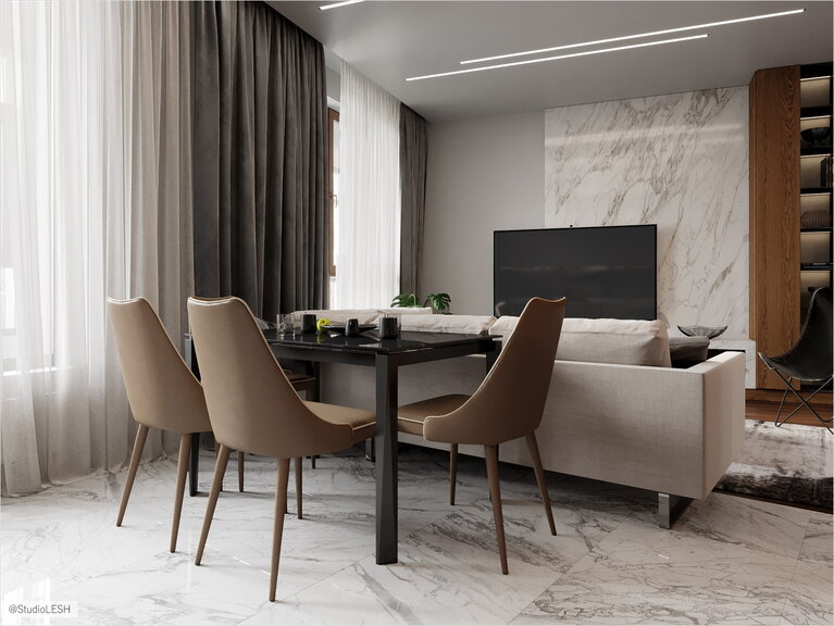 Combined kitchen with living room