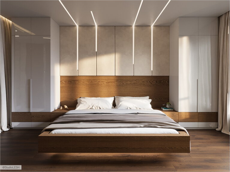 Flying bed in the bedroom