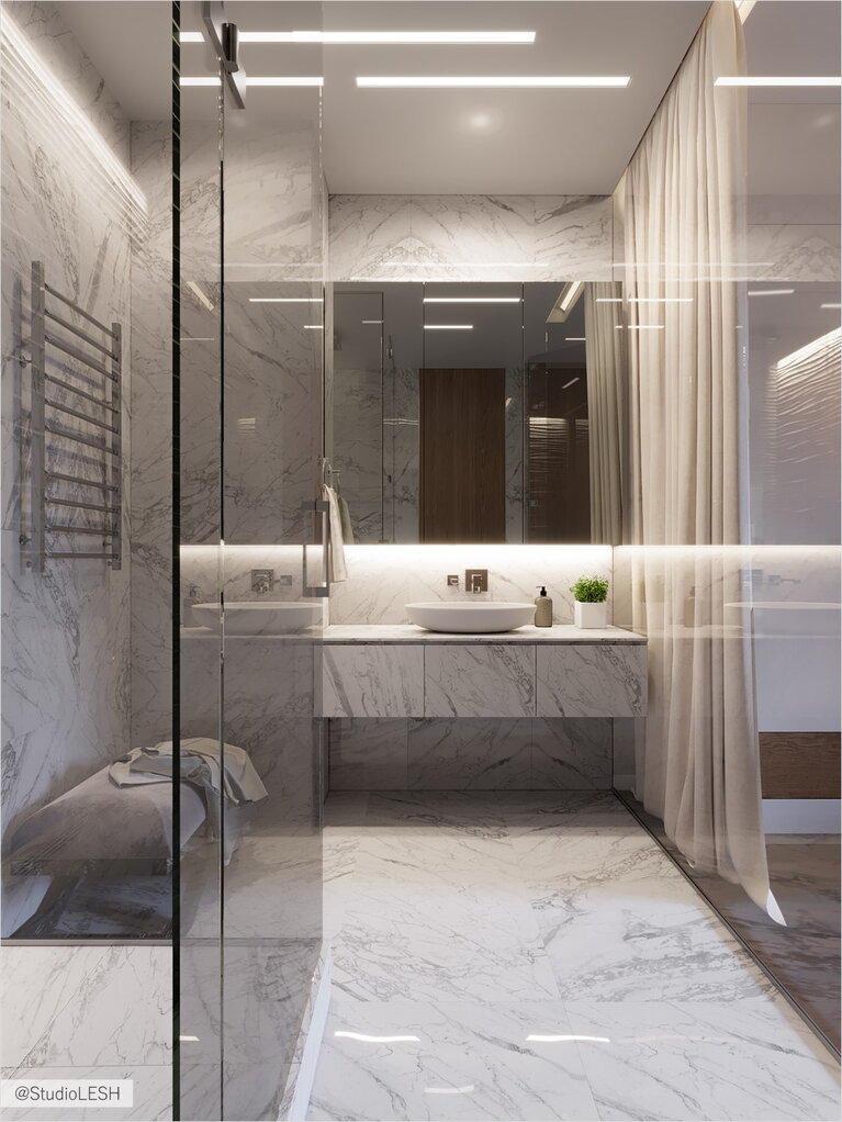  Marble glass tub with bench