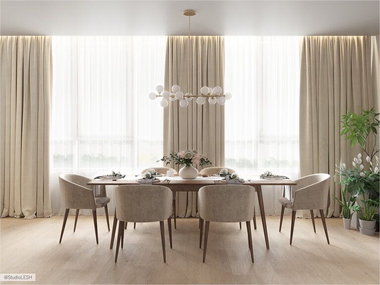 Dining table for six persons in classic style
