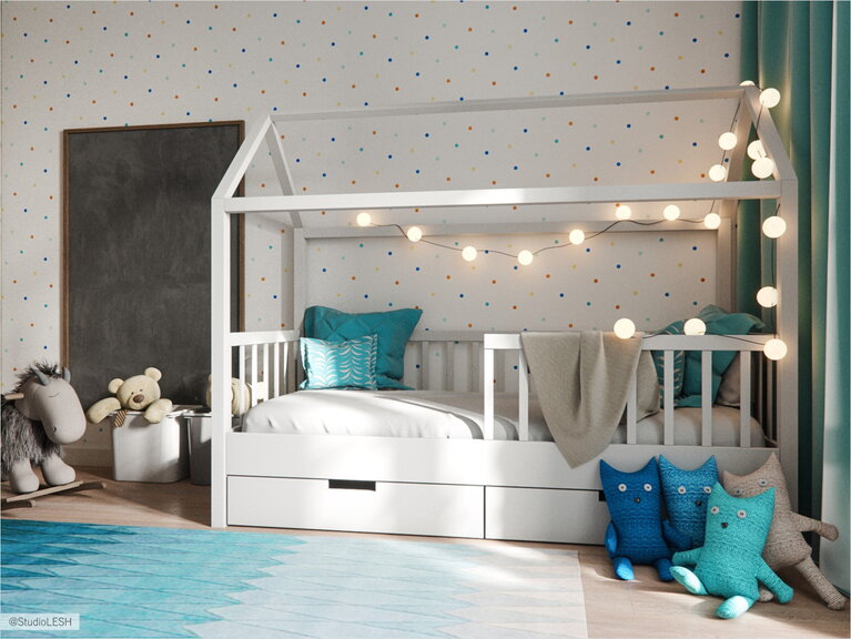 Kid room with bed looks like a house