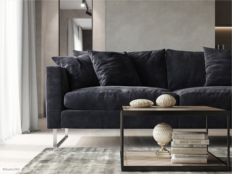 Большой диван в гостиной