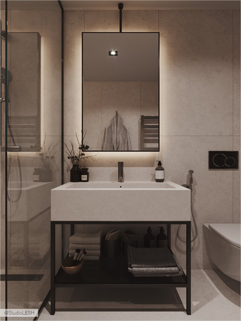 Ванная комната в светлых оттенках