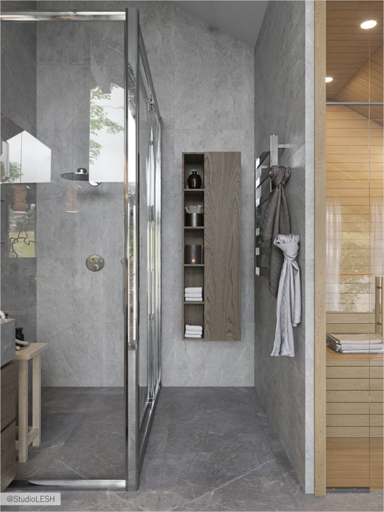 Большая ванная комната на верхнем этаже