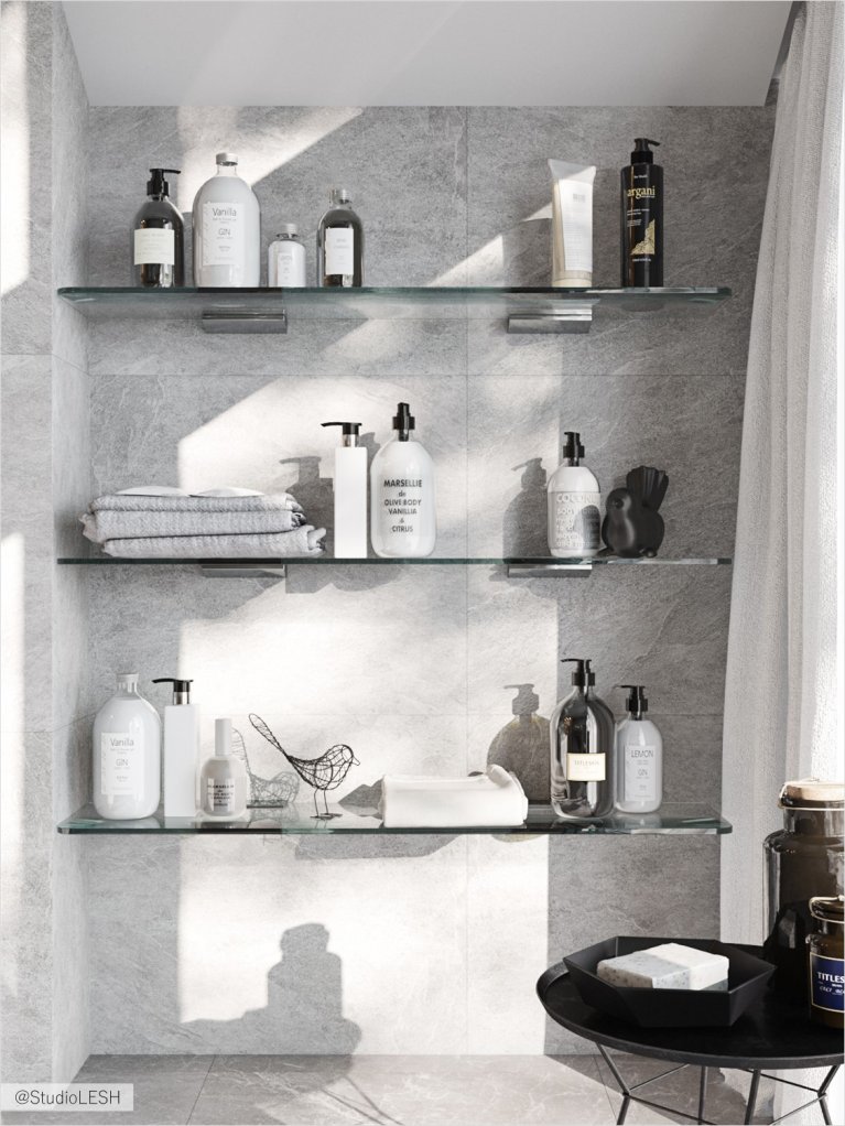 Система хранения для ванных принадлежностей в ванной комнате