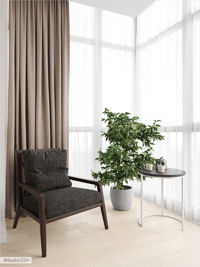 Rest zone on the balcony in the kitchen