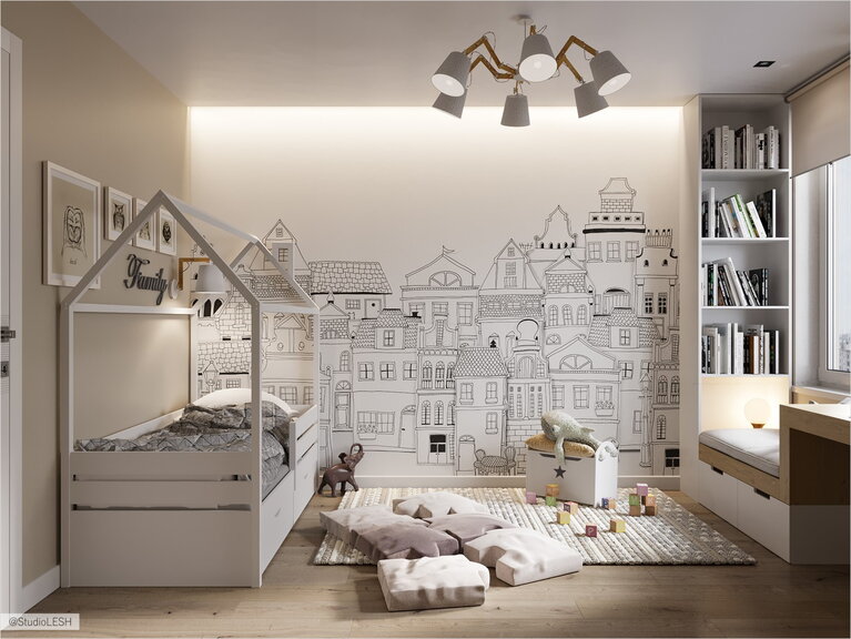 Креативные обои в детской комнате