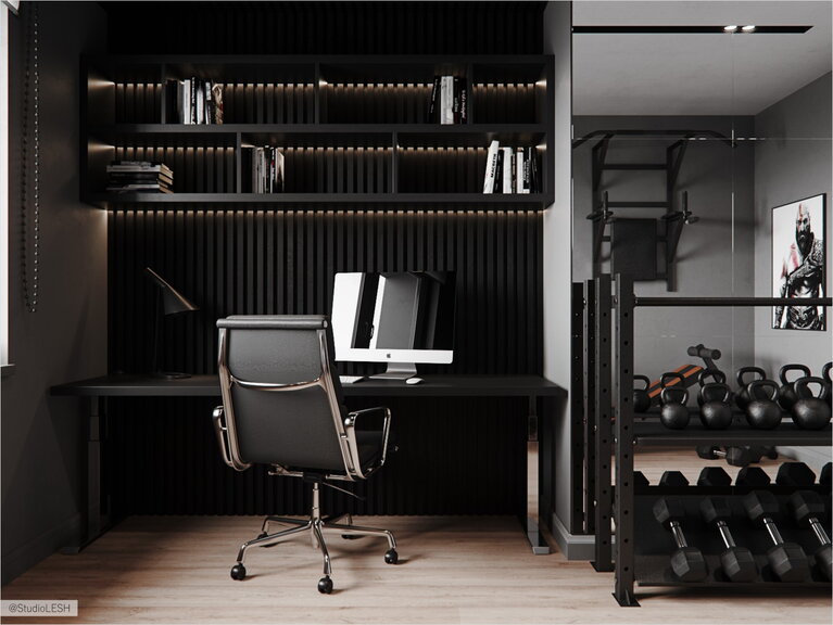 Separate office with a sports corner