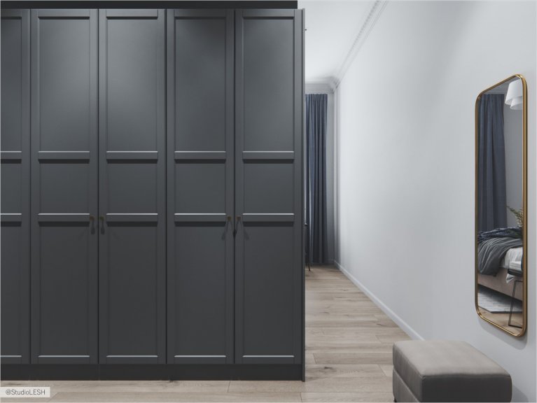  Closed storage system in the dressing area in the bedroom