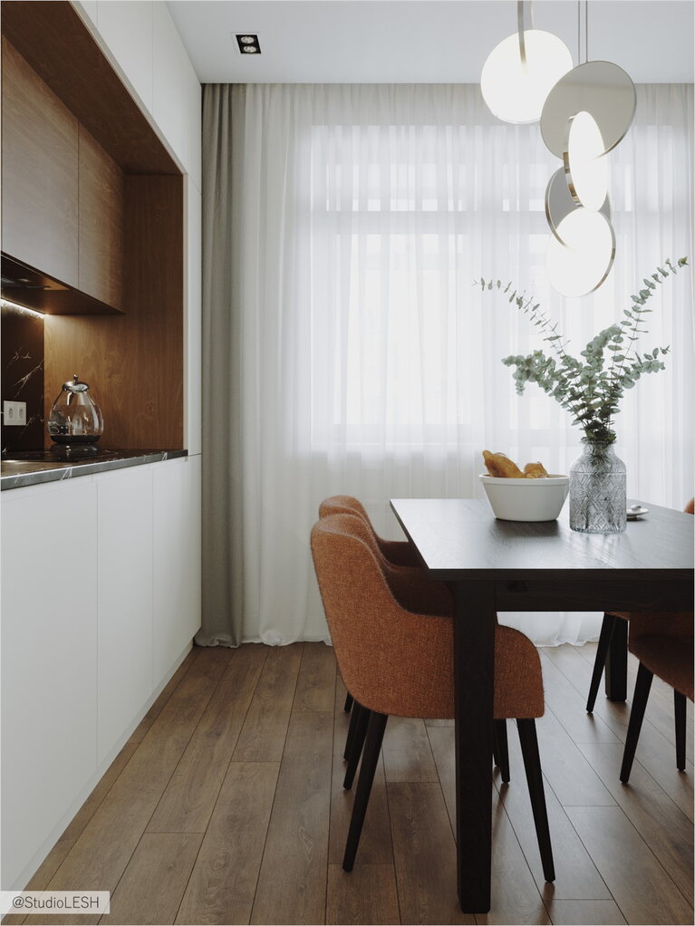 Кухонный гарнитур с акцентом на зону приготовления пищи