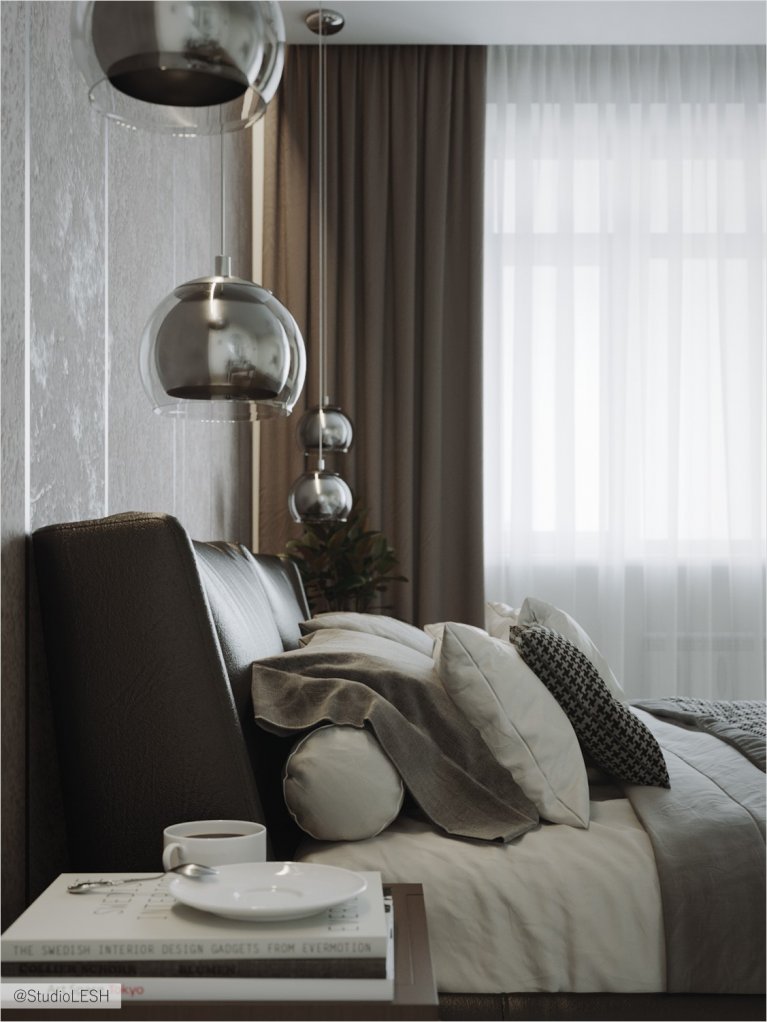 Современная прикроватная тумбочка в спальне