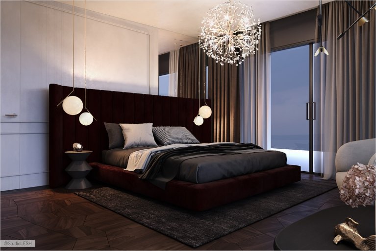 Дизайнерский свет в спальне второго этажа