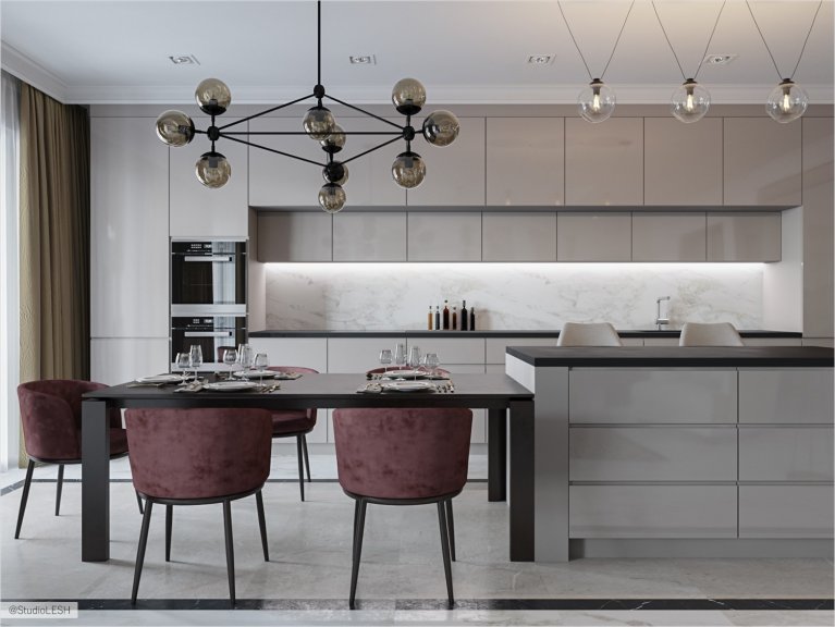  Dining area and kitchen island