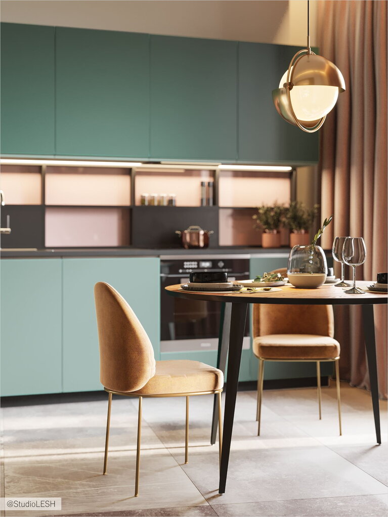 Modern kitchen design in green