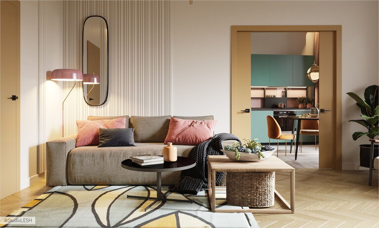 Sliding doors in the living room