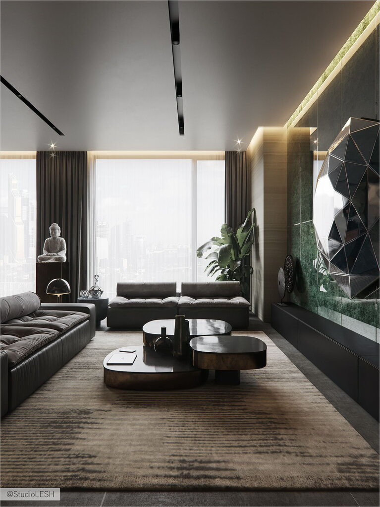 Журнальный стол в интерьере гостиной 