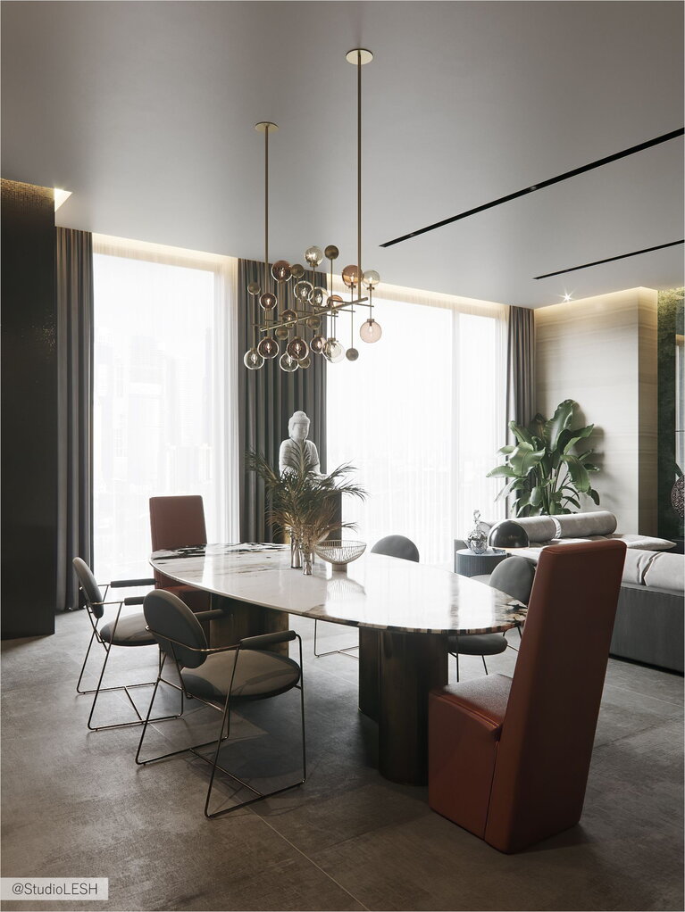 Интерьере пентхауса в ЖК RED SIDE 