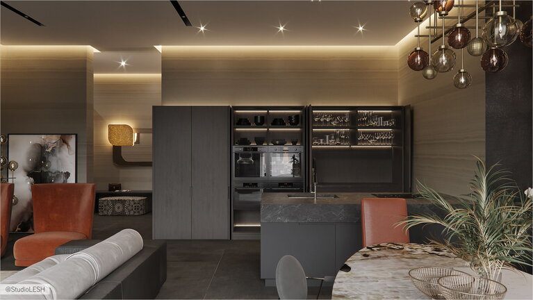 Кухня с закрытыми фасадами 