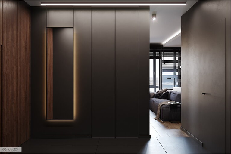 Hallway with hidden doors