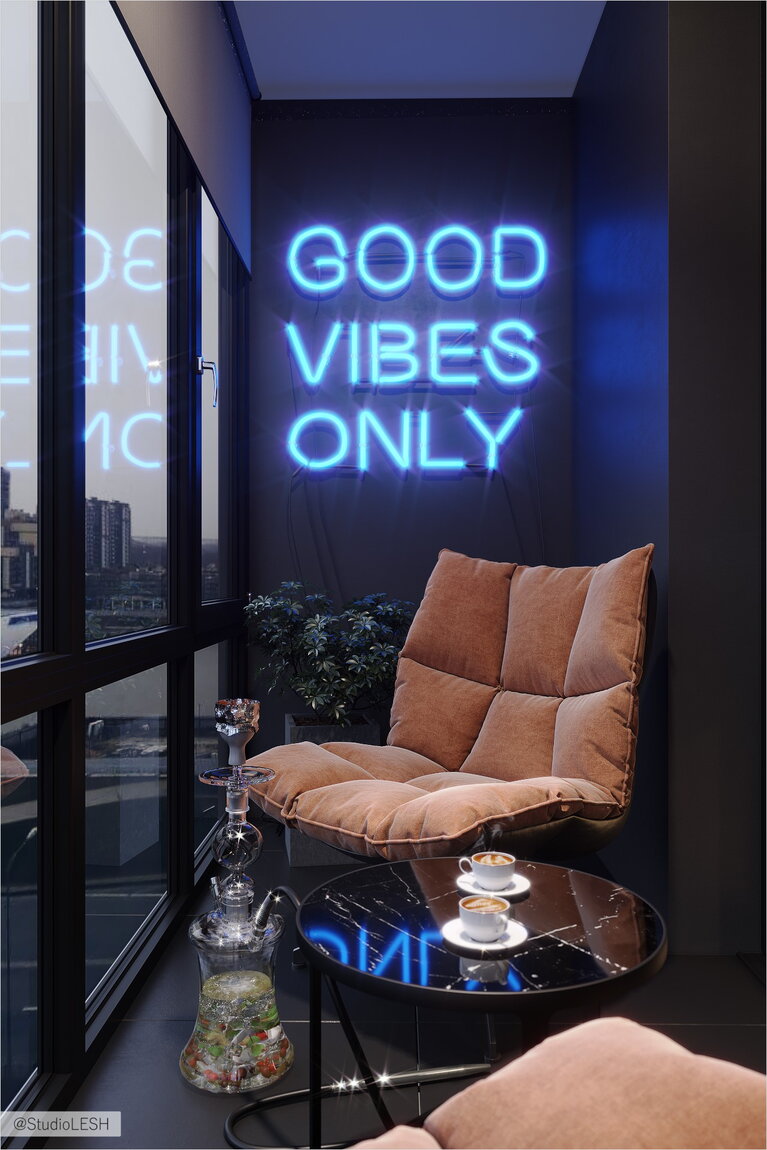 Relaxation area on the balcony