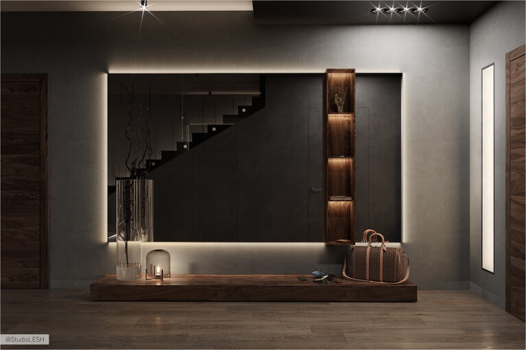 Modern design of the hallway in a private house