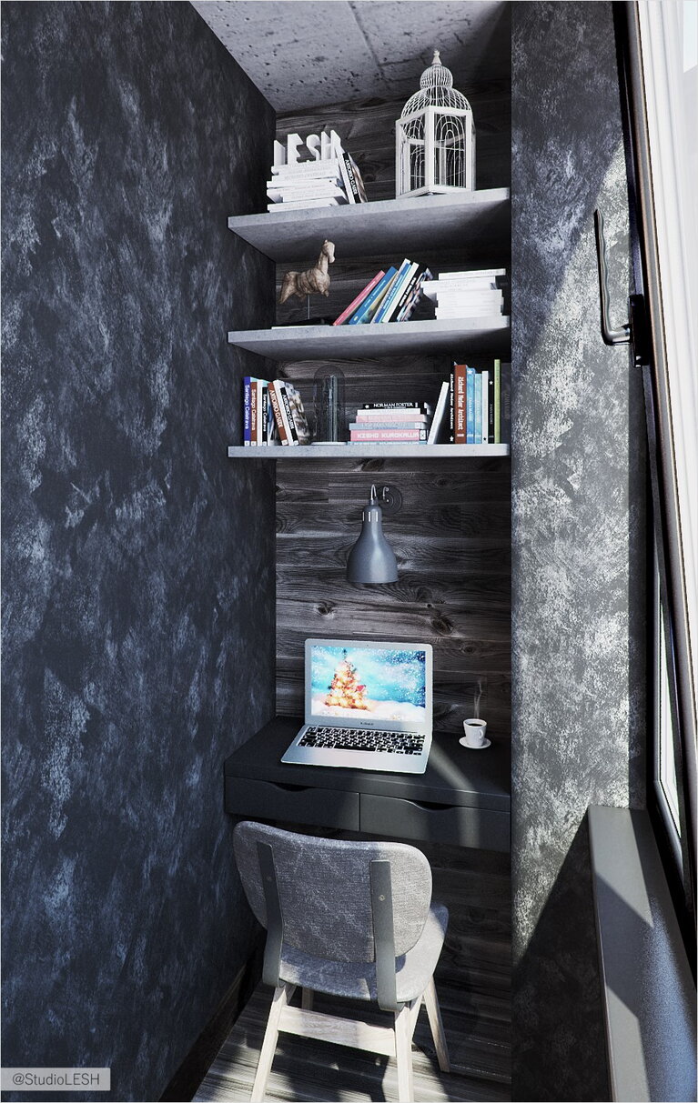 Дизайнерское рабочие место на балконе