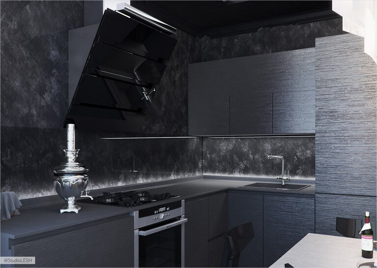 Дизайн черной кухни 