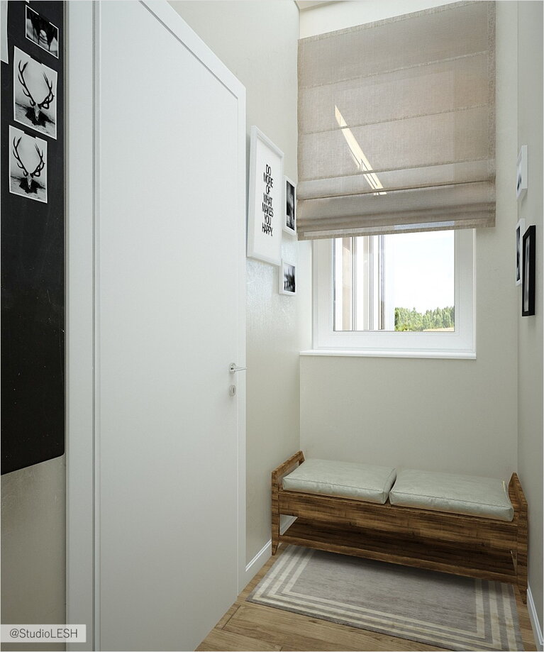 Оформление коридора в светлых тонах 