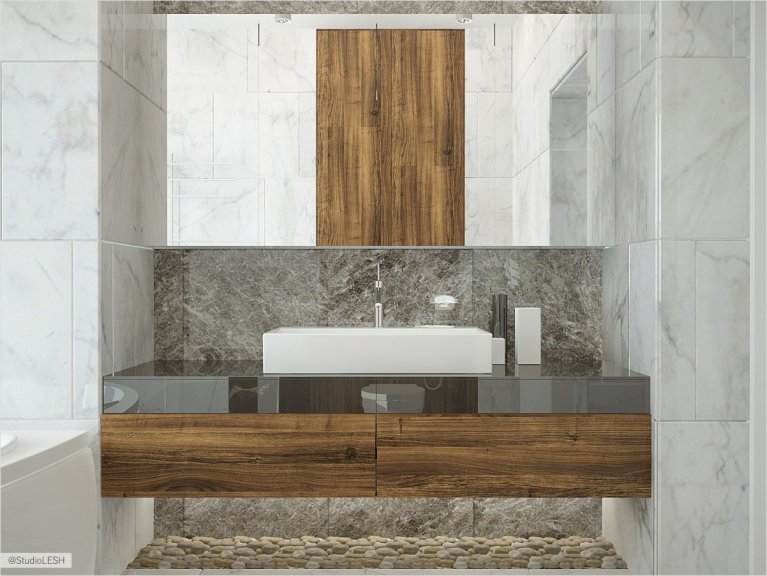 Большая раковина в ванной комнате 