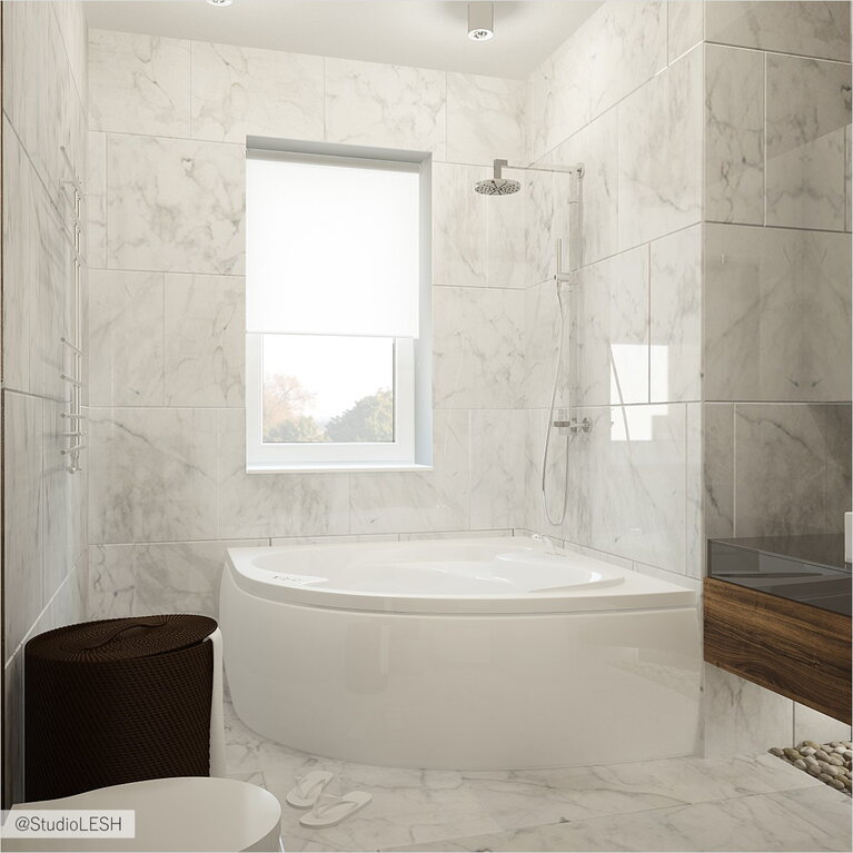 Полукруглая ванная в загородном доме