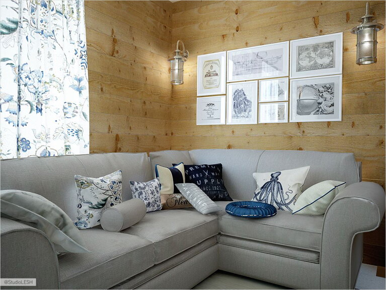 Дизайн интерьера гостиной в загородном доме