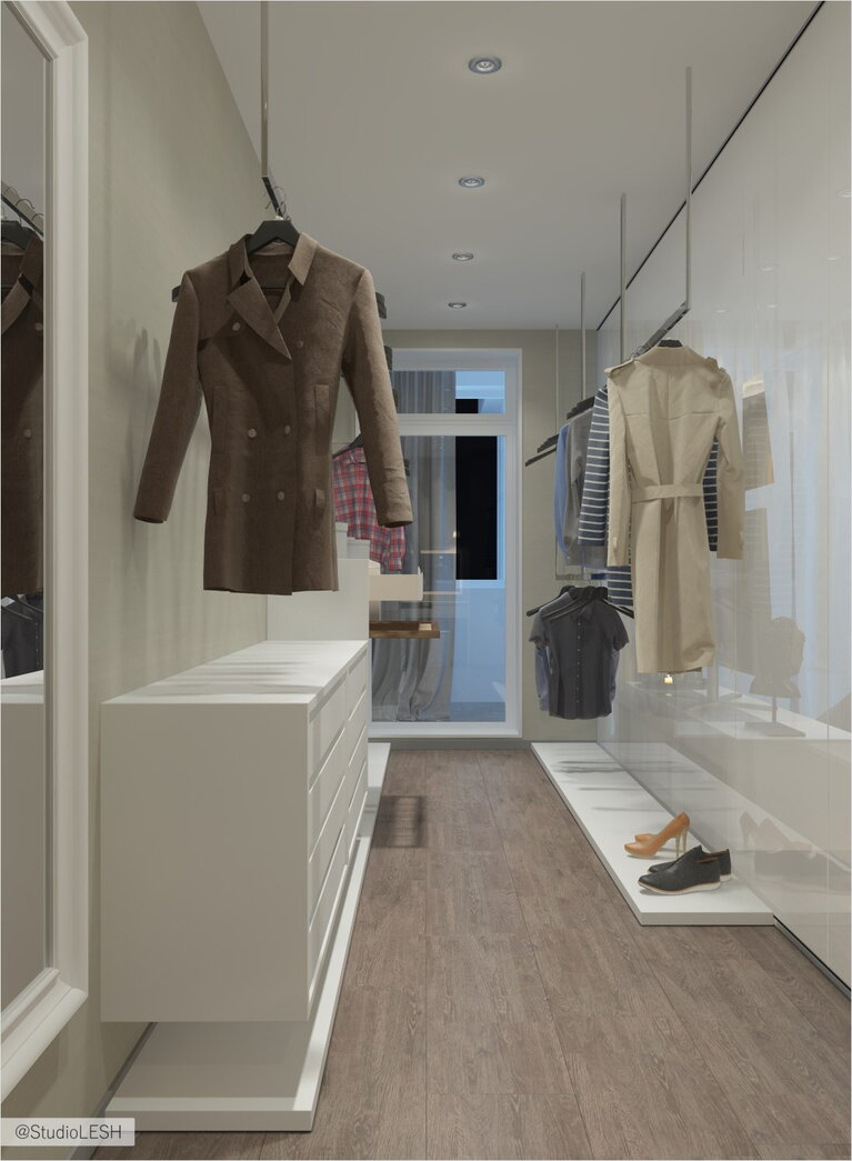 Комната для гардероба в просторной квартире 