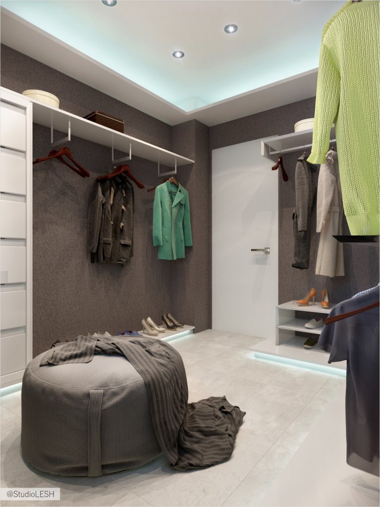 Дизайн проект интерьера комнаты для вещей 