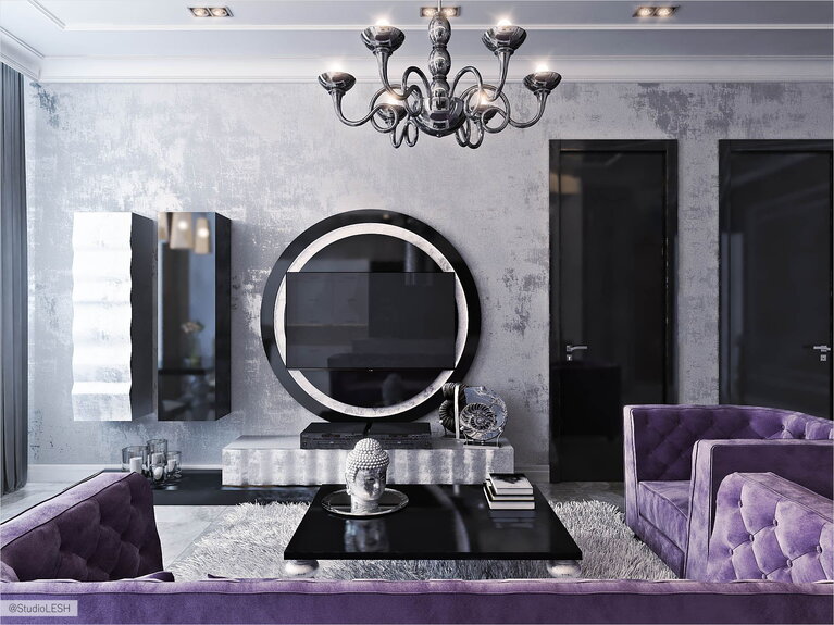 Раскошеное оформление гостиной комнаты