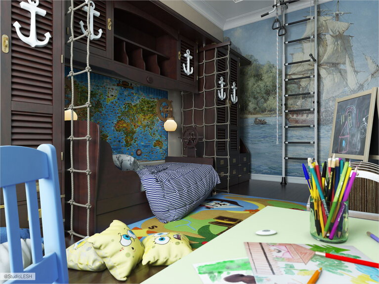Дизайн проект интерьера детской комнаты 
