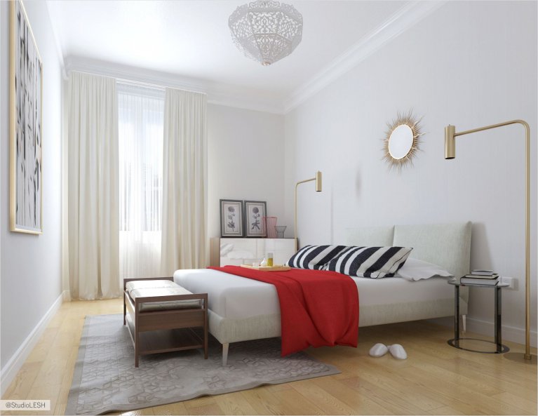 Оформление спальни в светлых тоннах 